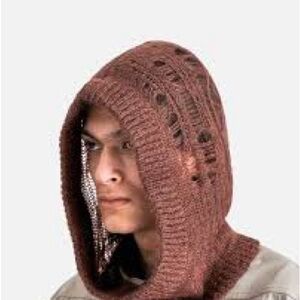 Rick Owens Brown Knit Face Mask